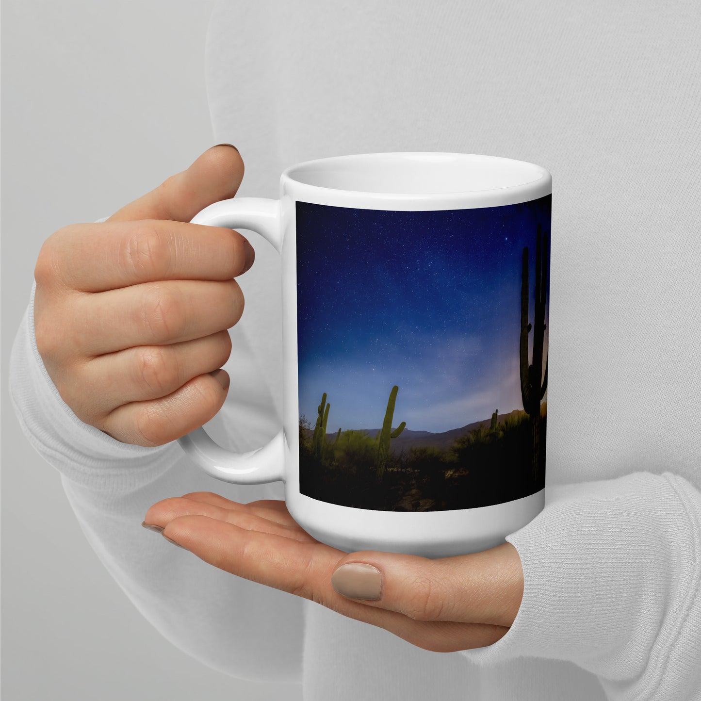 Milkyway Moonrise by Sean Parker Photography | White glossy mug