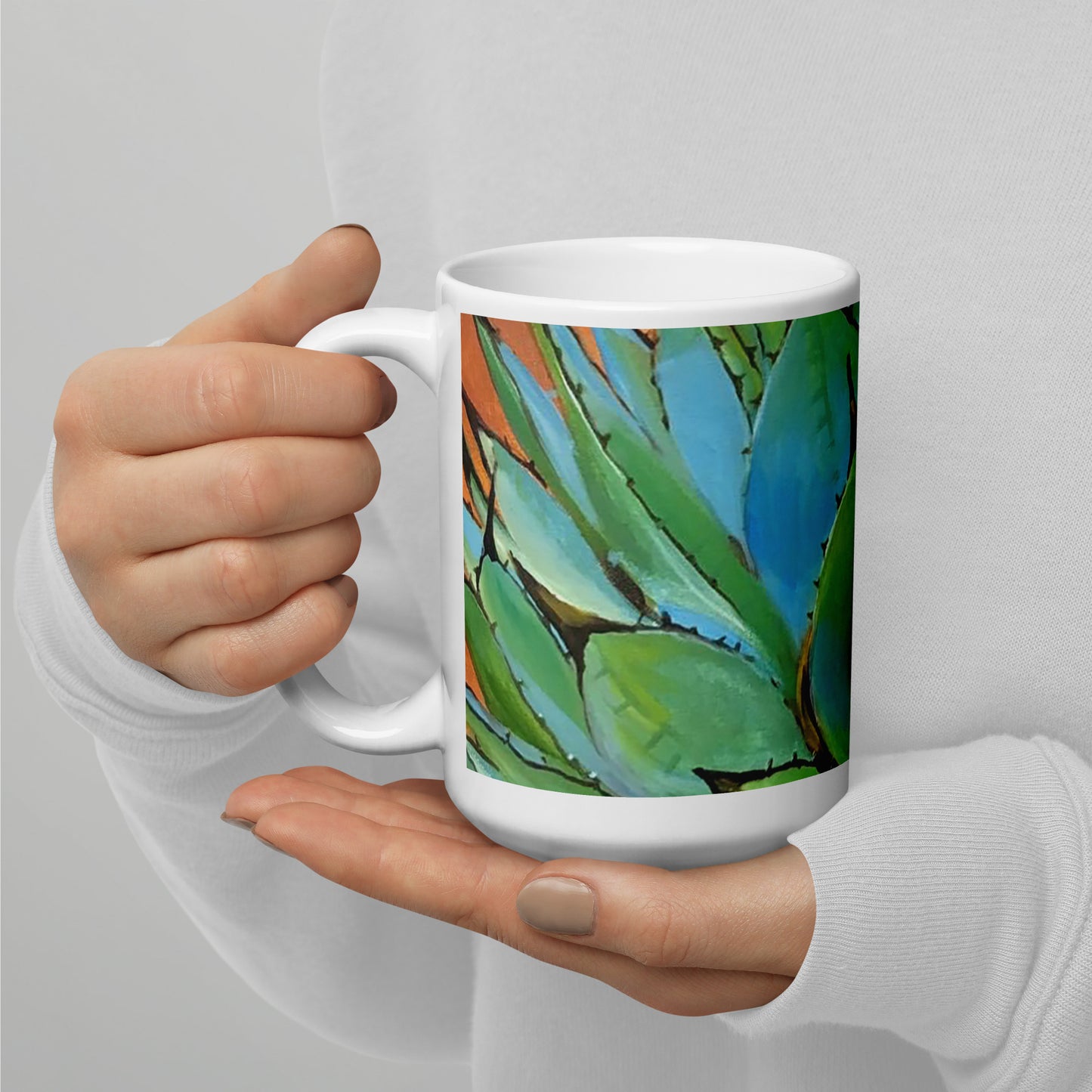 Blue Agave by Andrea Rodriguez | White glossy mug