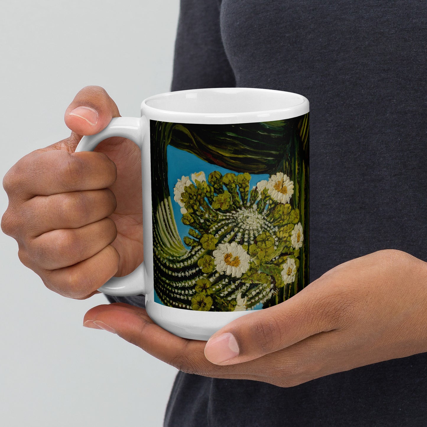 Twisted Saguaro by Andrea Rodriguez | White glossy mug