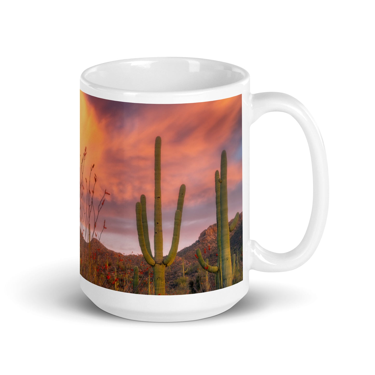 Tucson Mountain Park Sunset by Sean Parker Photography | White glossy mug