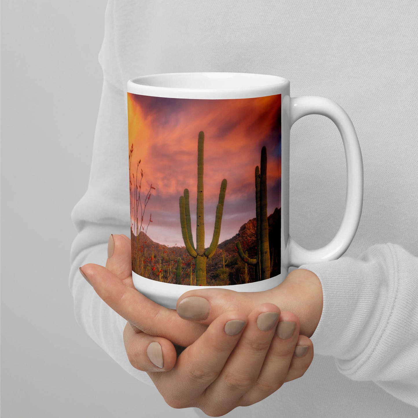 Tucson Mountain Park Sunset by Sean Parker Photography | White glossy mug