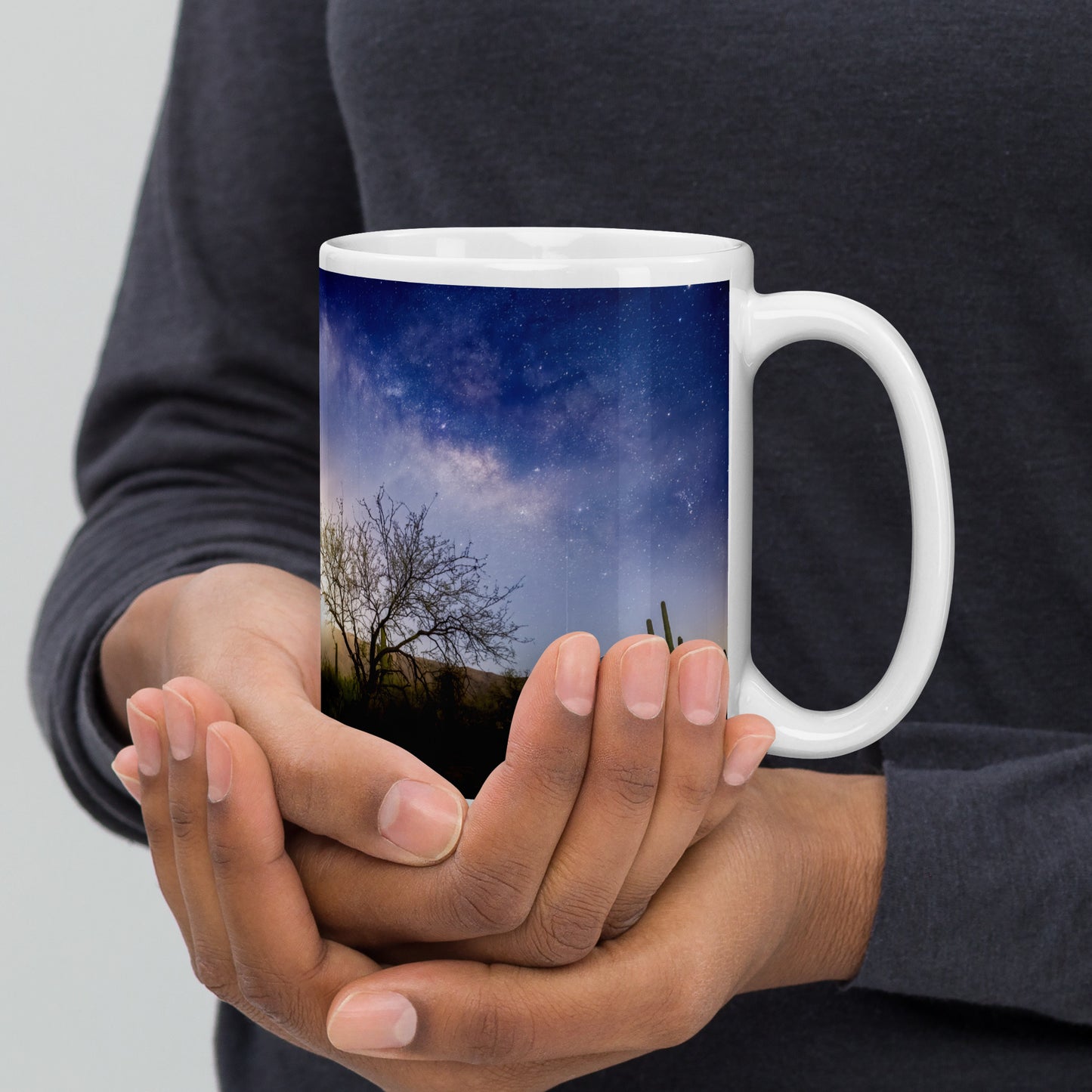 Milkyway Moonrise by Sean Parker Photography | White glossy mug