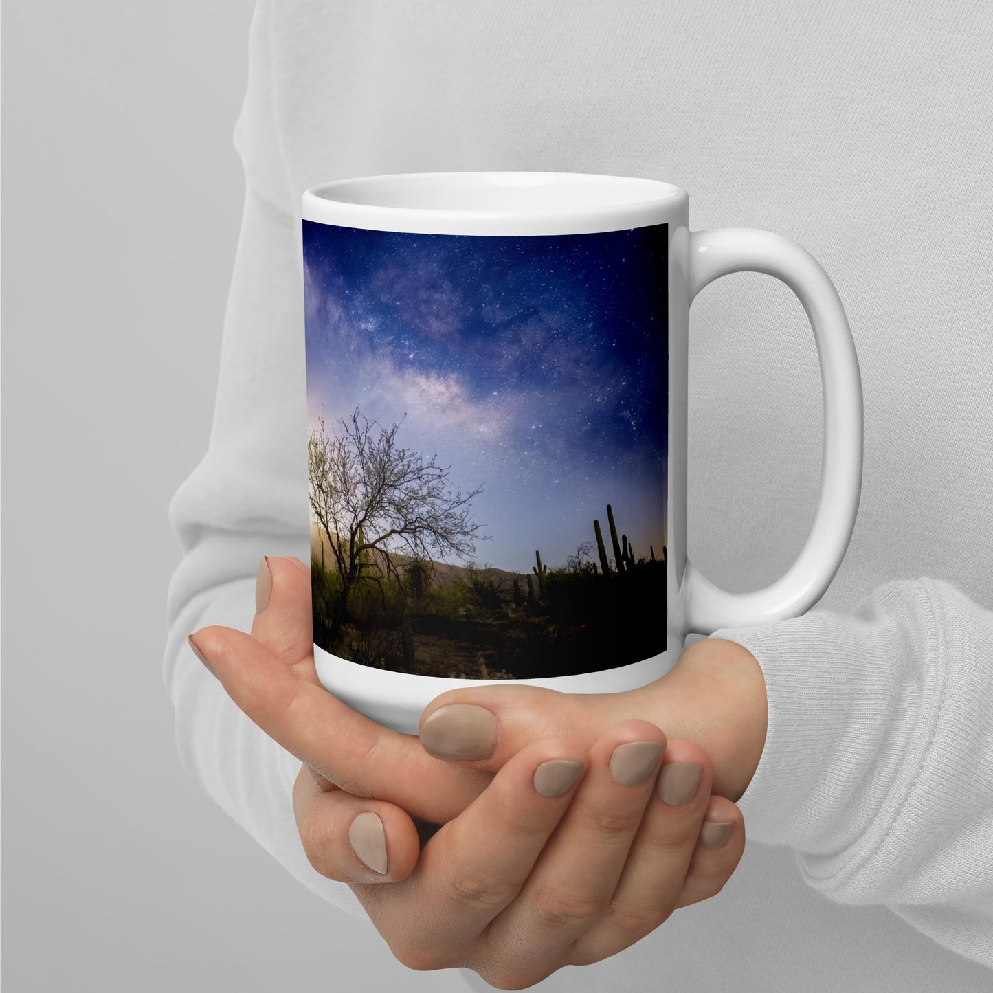 Milkyway Moonrise by Sean Parker Photography | White glossy mug