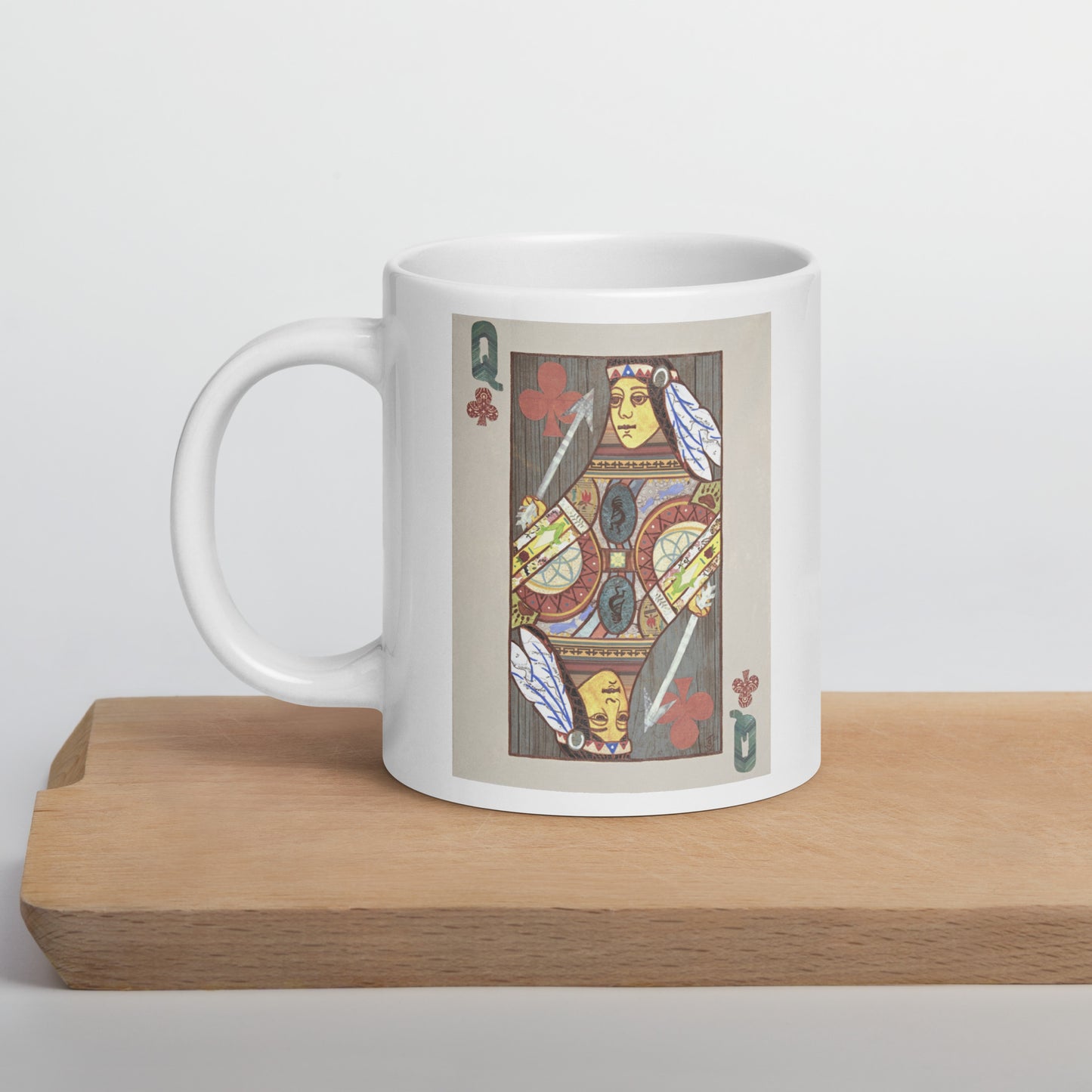 Queen of Clubs by Suzanne Villella | White glossy mug