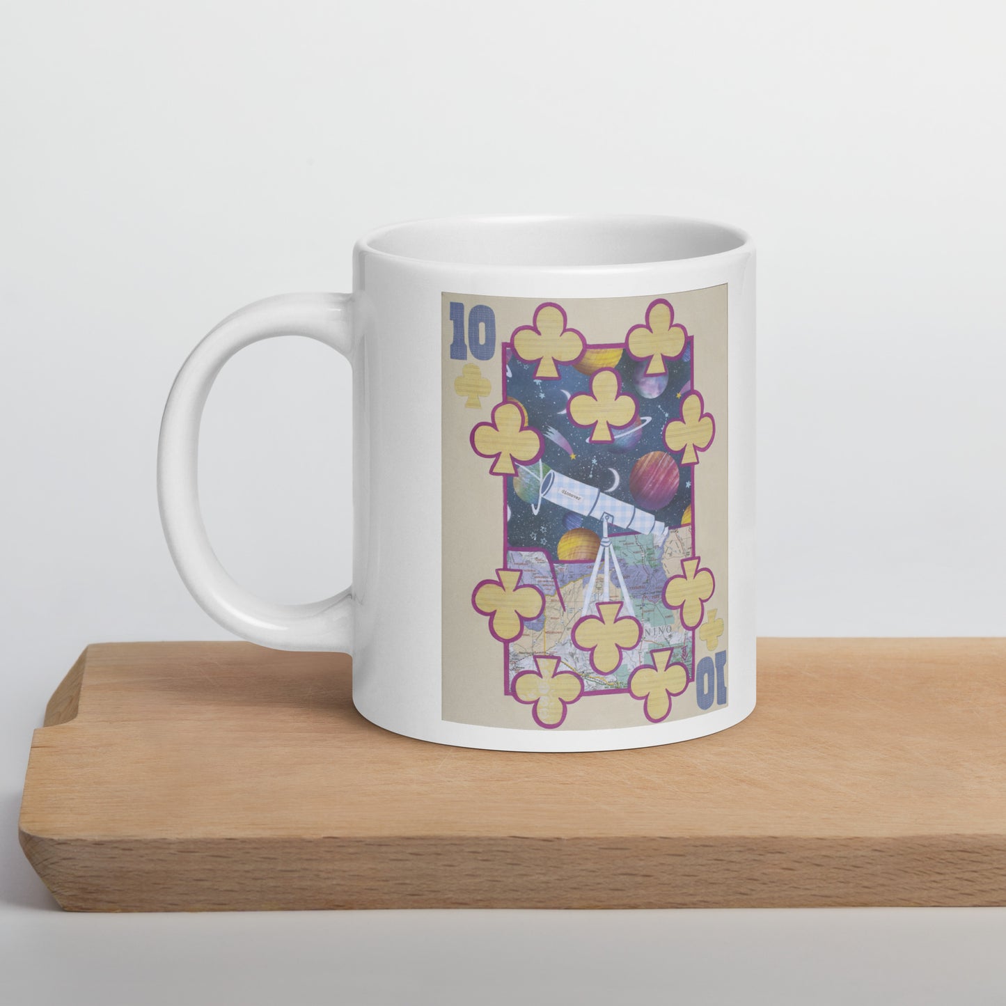 Ten of Clubs by Suzanne Villella | White glossy mug