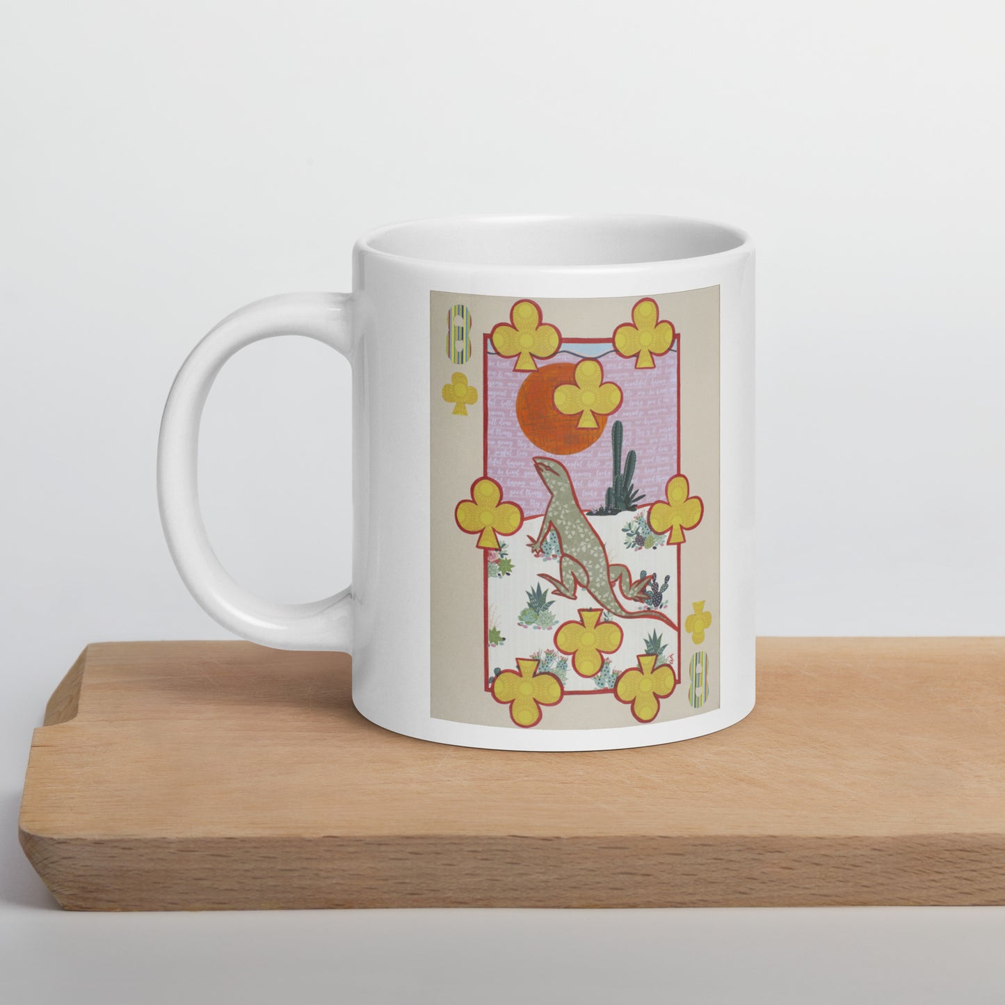 Eight of Clubs by Suzanne Villella | White glossy mug