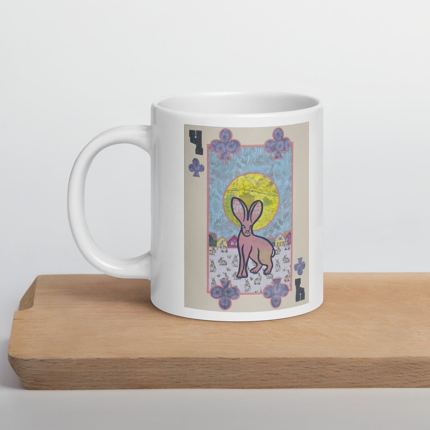 Four of Clubs by Suzanne Villella | White glossy mug