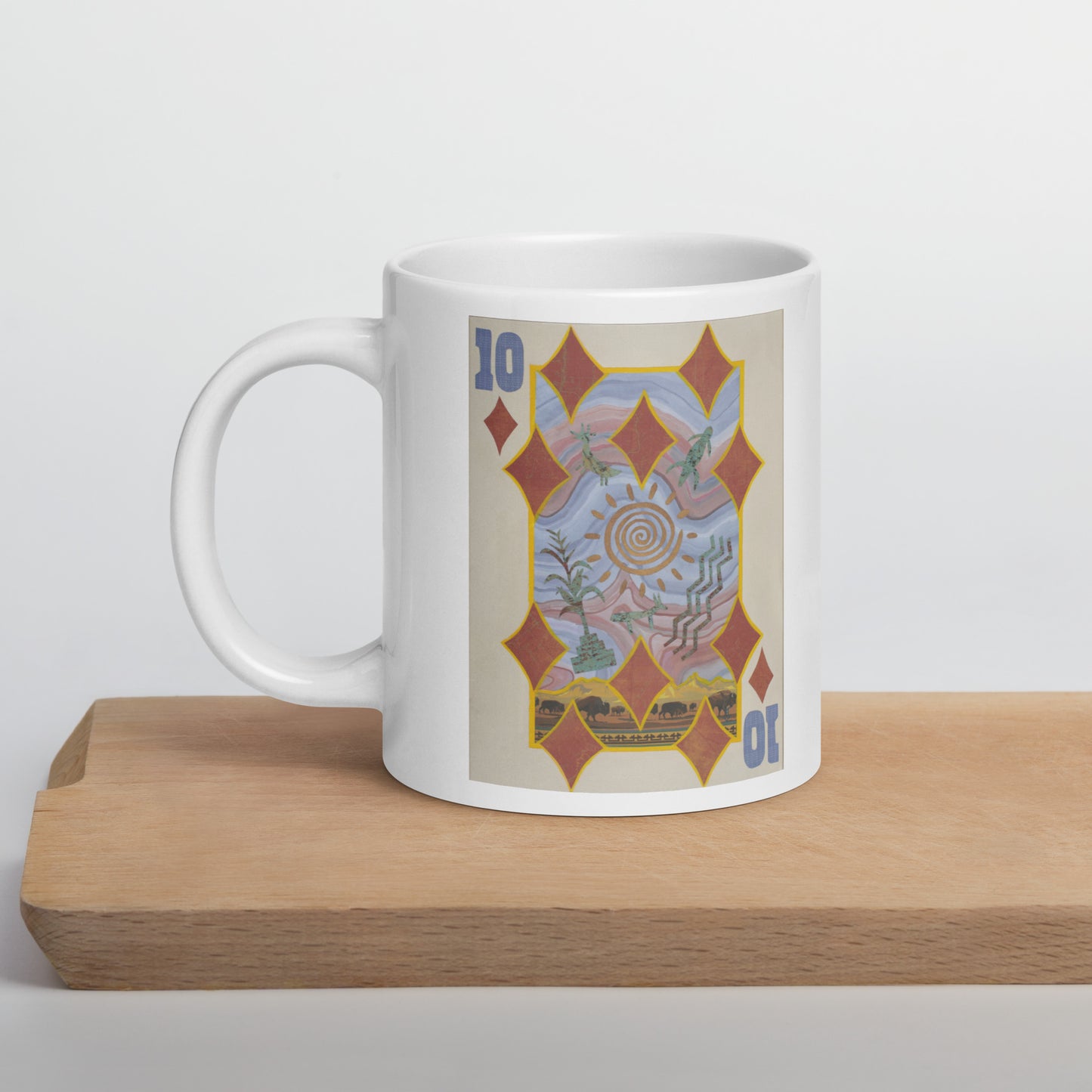 Ten of Diamonds by Suzanne Villella | White glossy mug