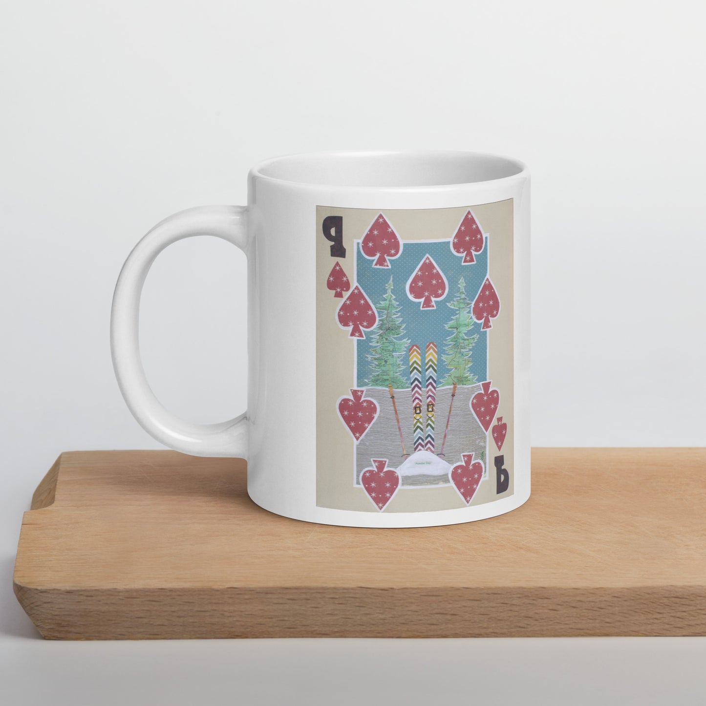 Nine of Spades by Suzanne Villella | White glossy mug