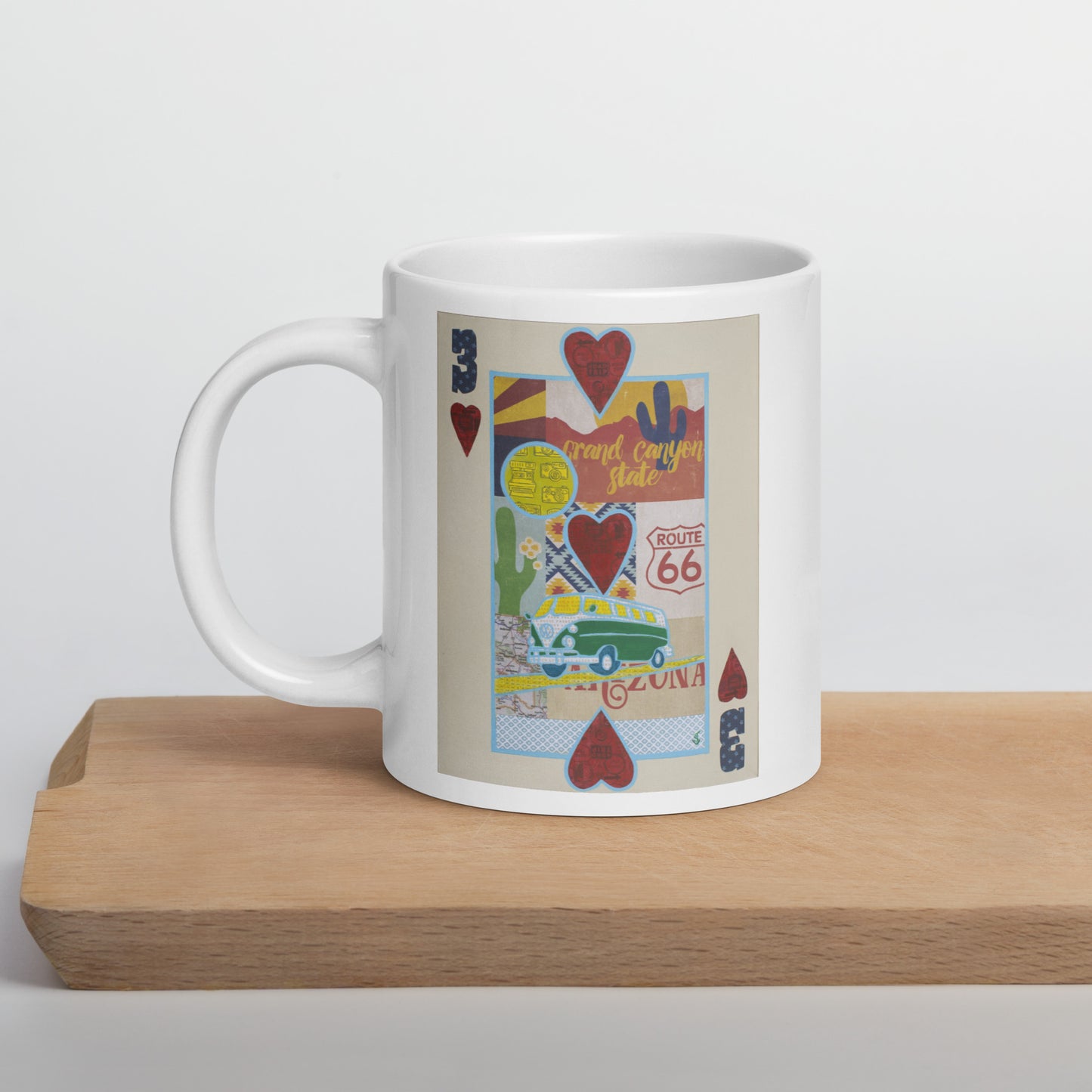 Three of Hearts by Suzanne Villella | White glossy mug