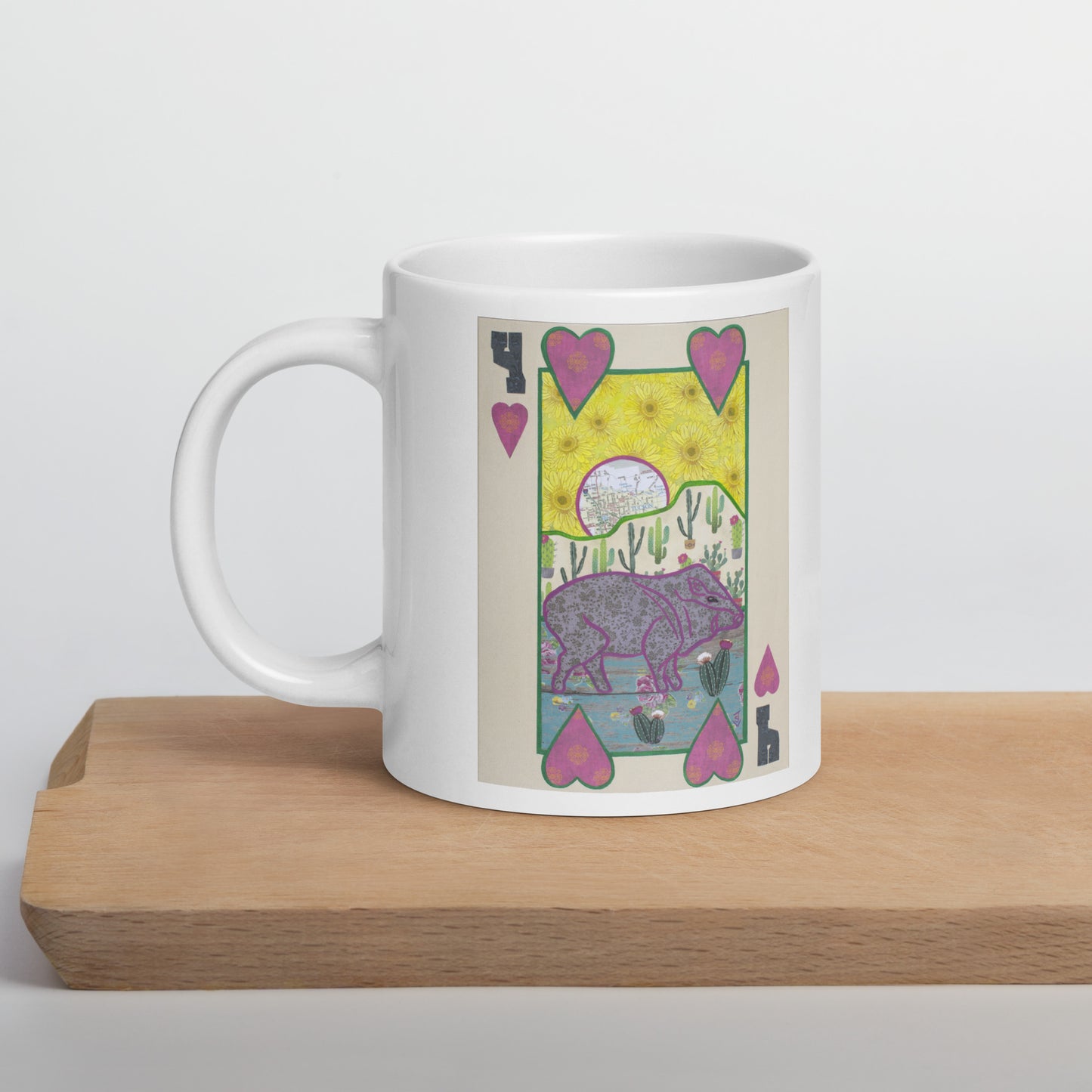 Four of Hearts by Suzanne Villella | White glossy mug