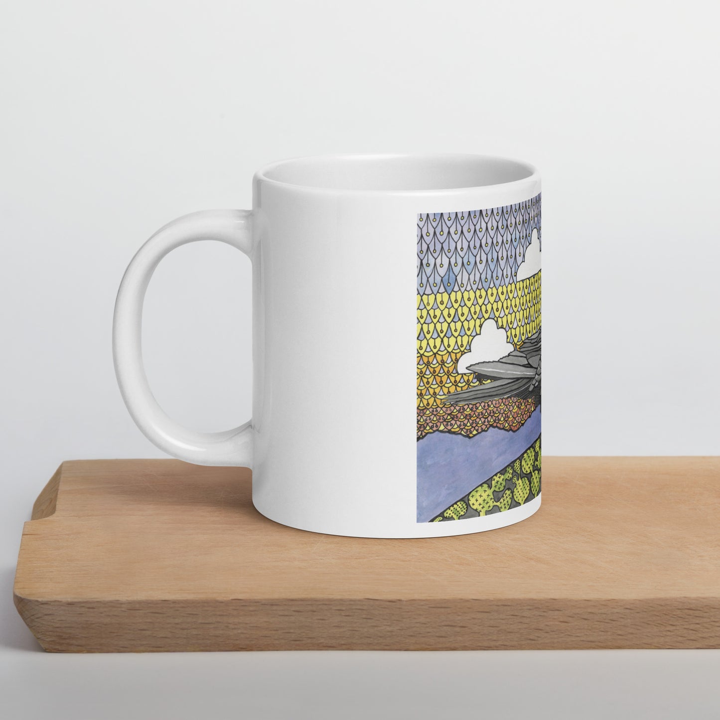 The Winged One by Ralph Philabaum | White glossy mug