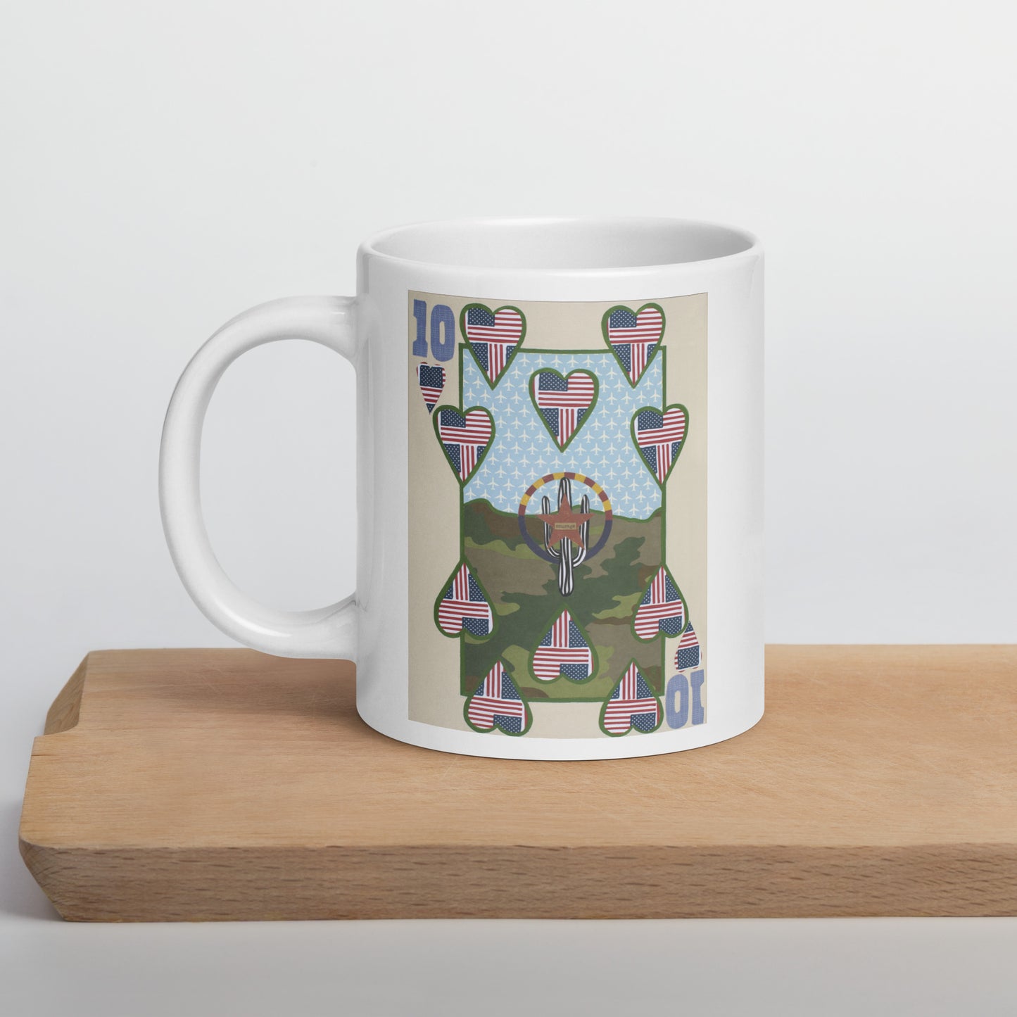 Ten of Hearts by Suzanne Villella | White glossy mug