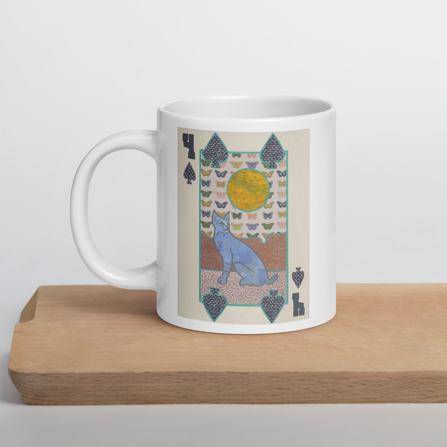 Four of Spades by Suzanne Villella | White glossy mug