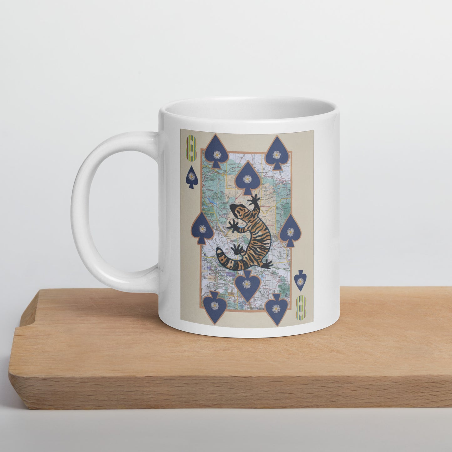 Eight of Spades by Suzanne Villella | White glossy mug