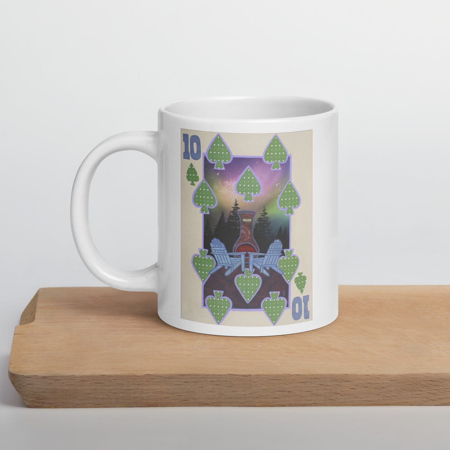 Ten of Spades by Suzanne Villella | White glossy mug