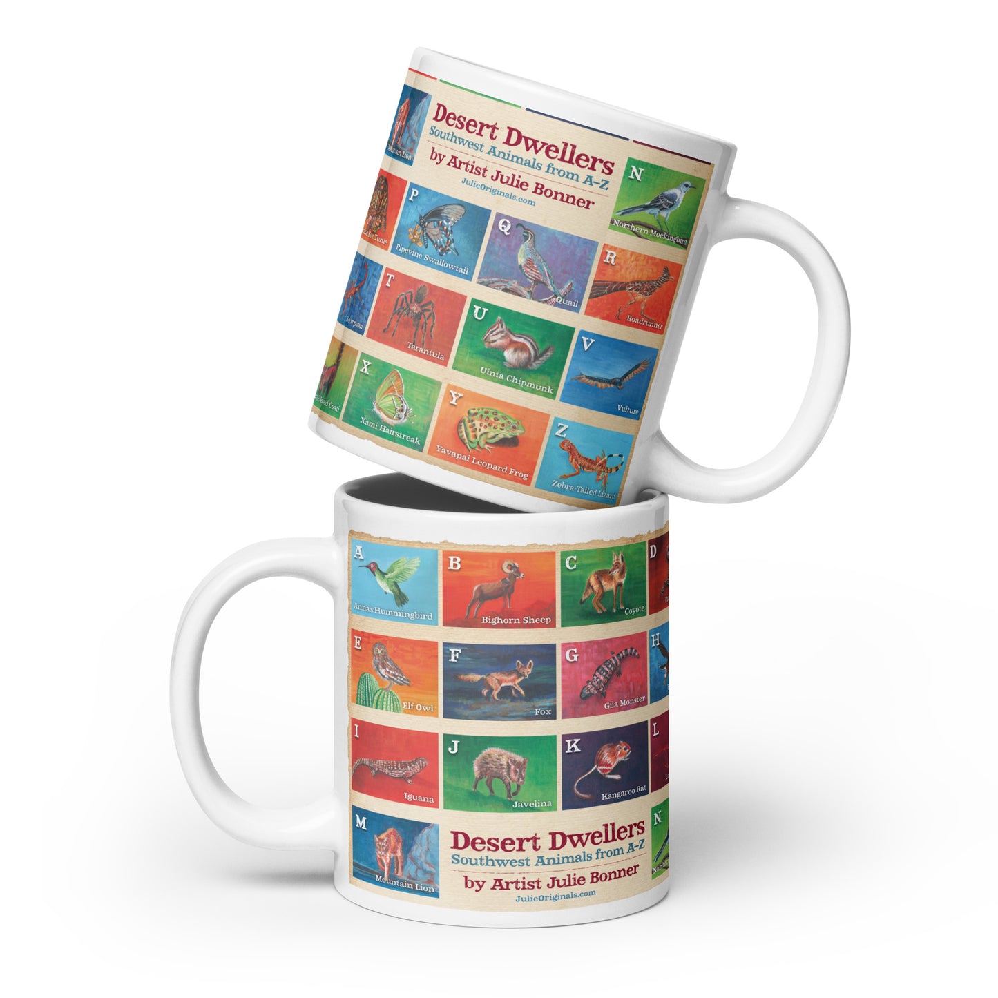 Desert Dwellers by Julie Bonner | White glossy mug