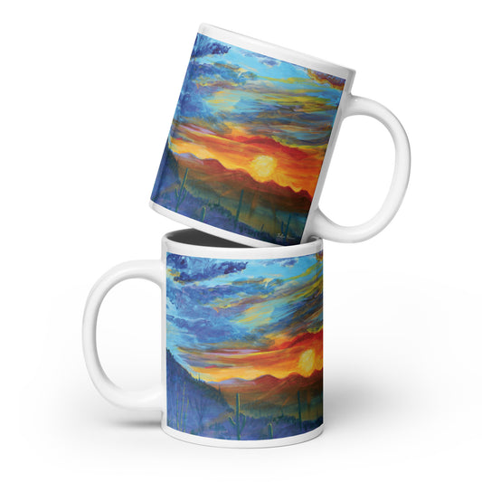 Tucson Evening by Julie Bonner | White glossy mug