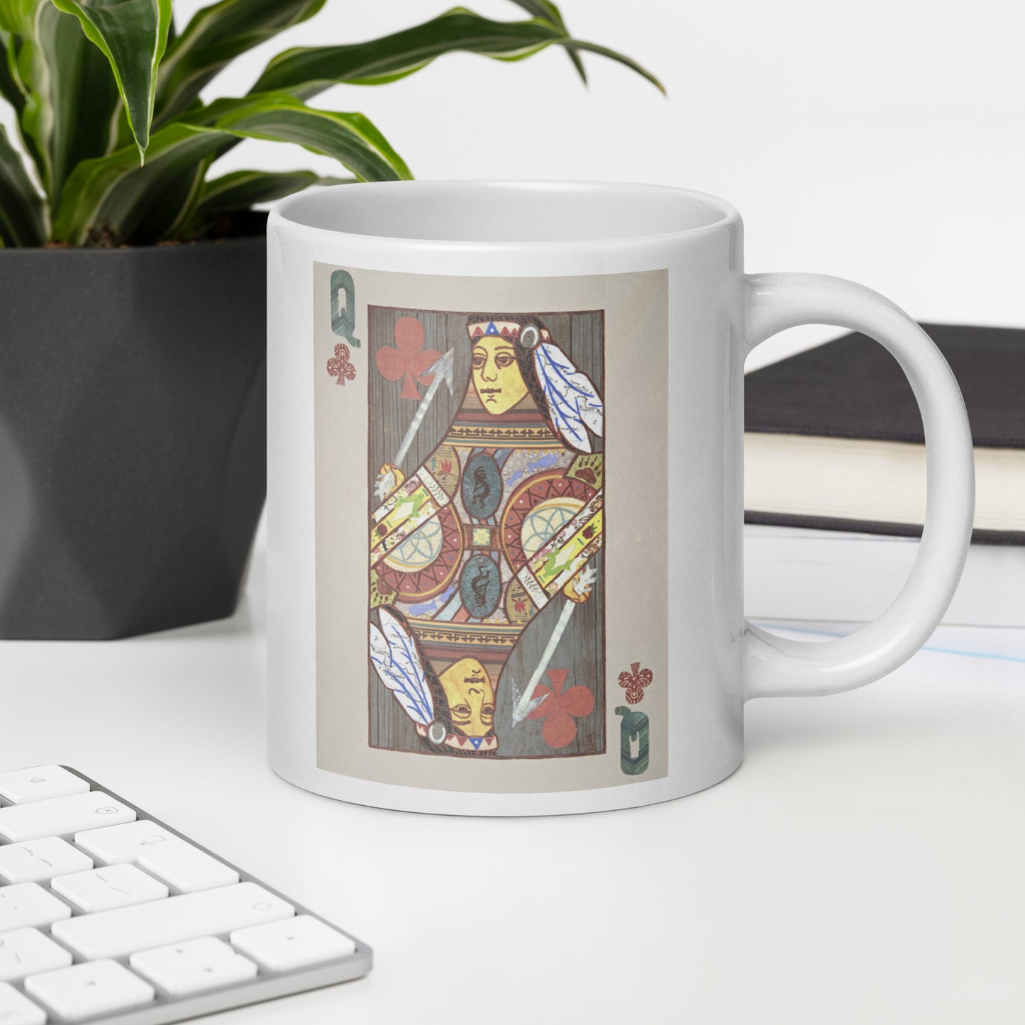 Queen of Clubs by Suzanne Villella | White glossy mug