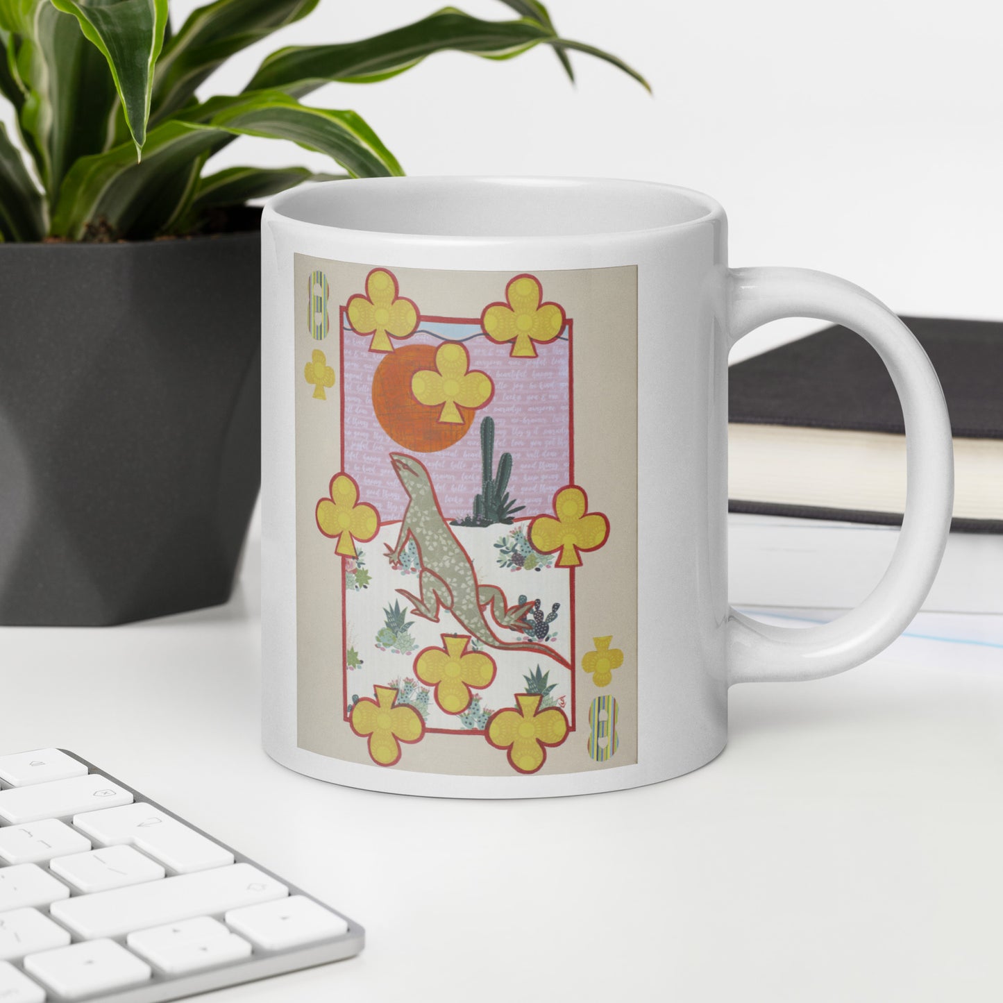 Eight of Clubs by Suzanne Villella | White glossy mug