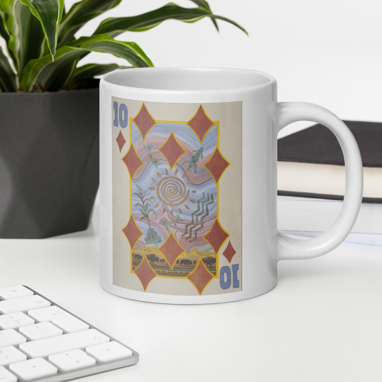 Ten of Diamonds by Suzanne Villella | White glossy mug