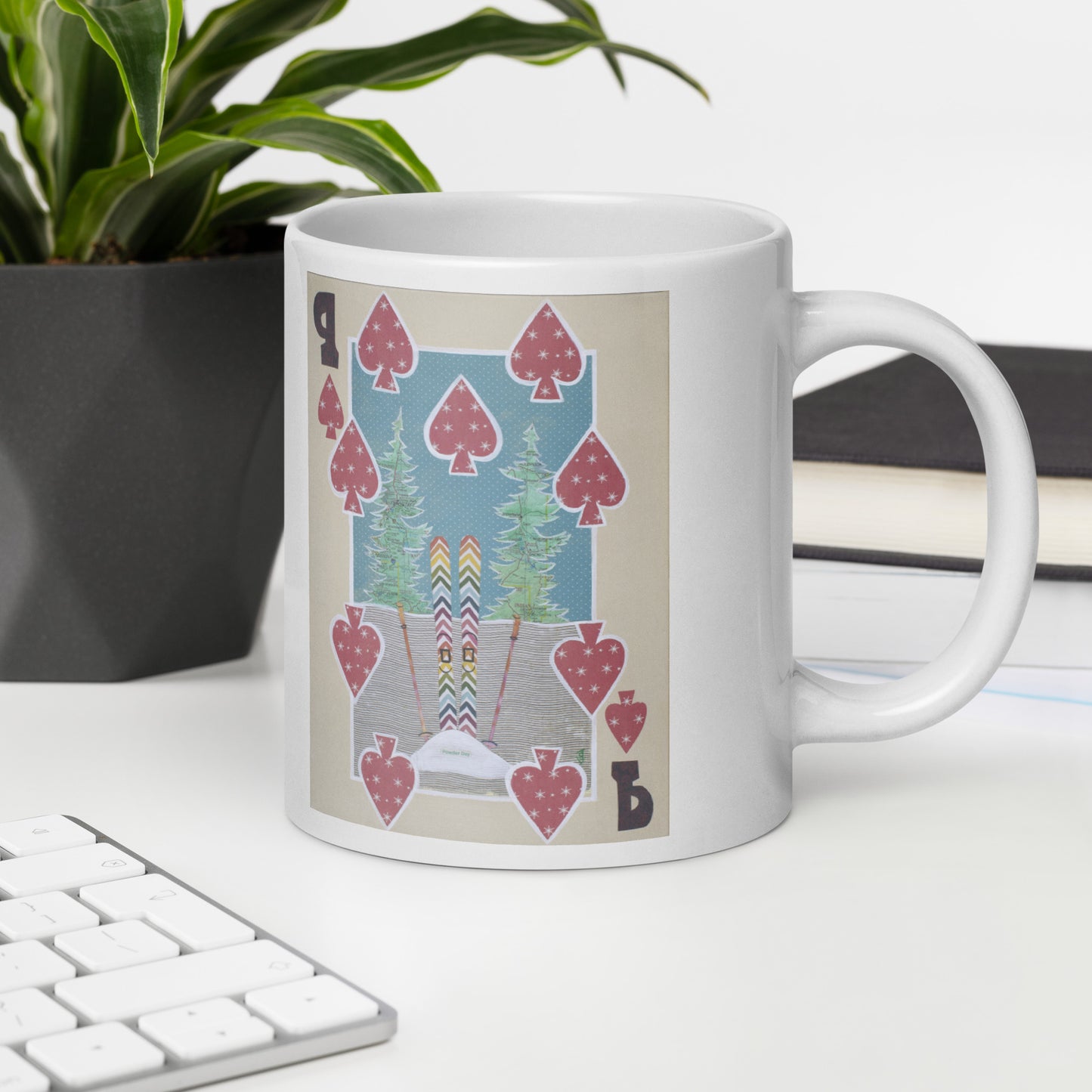 Nine of Spades by Suzanne Villella | White glossy mug