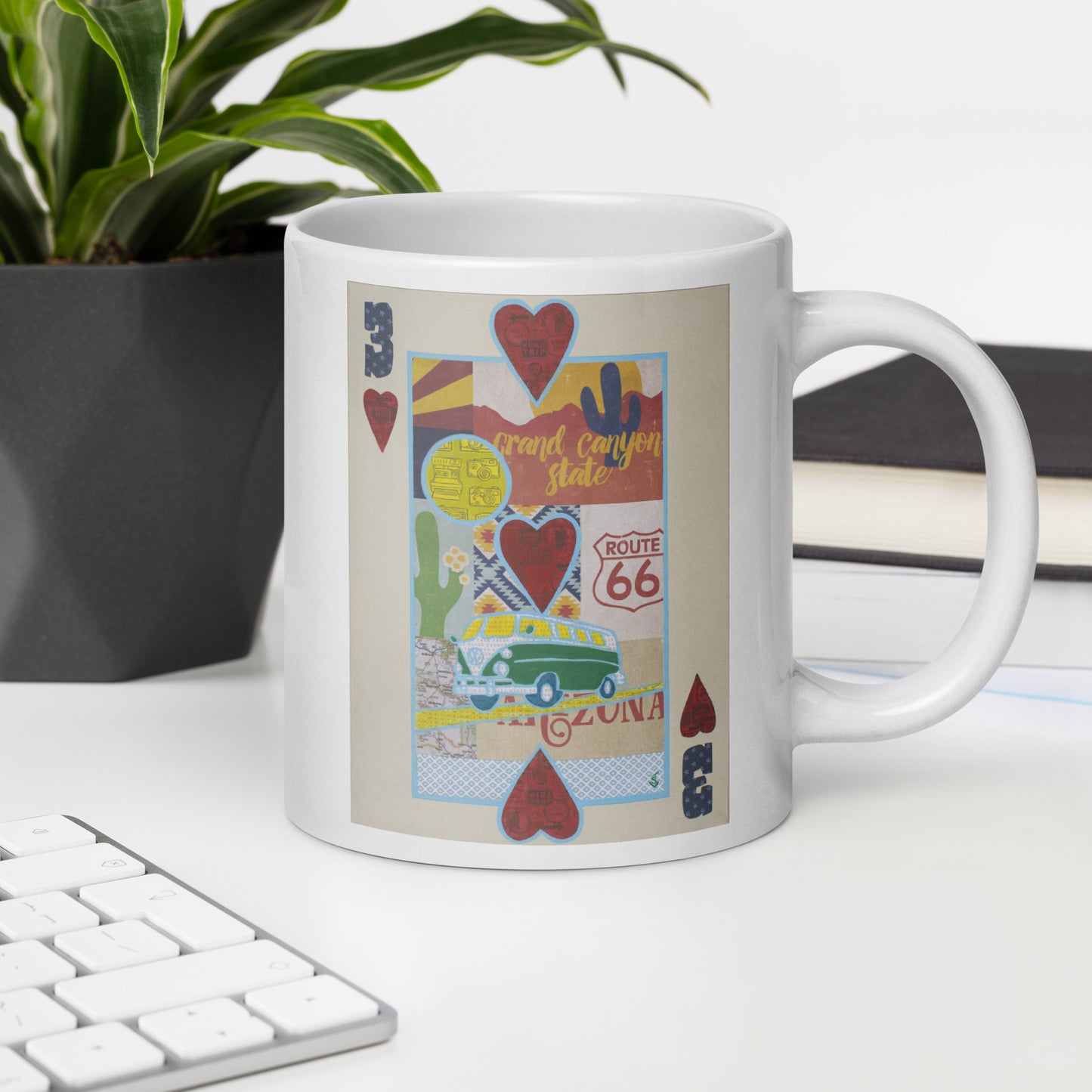 Three of Hearts by Suzanne Villella | White glossy mug