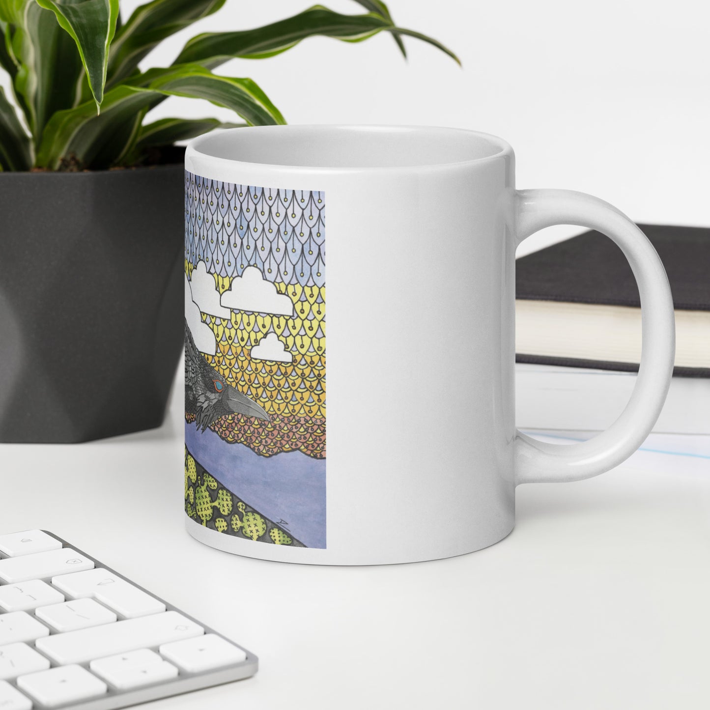 The Winged One by Ralph Philabaum | White glossy mug