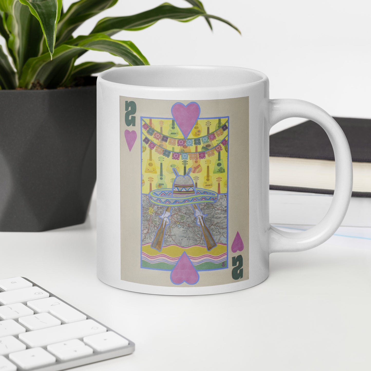 Two of Hearts by Suzanne Villella | White glossy mug