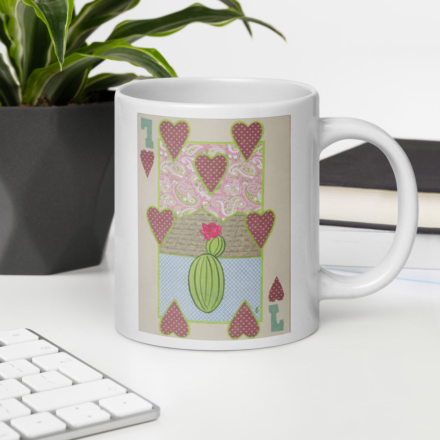 Seven of Hearts by Suzanne Villella | White glossy mug