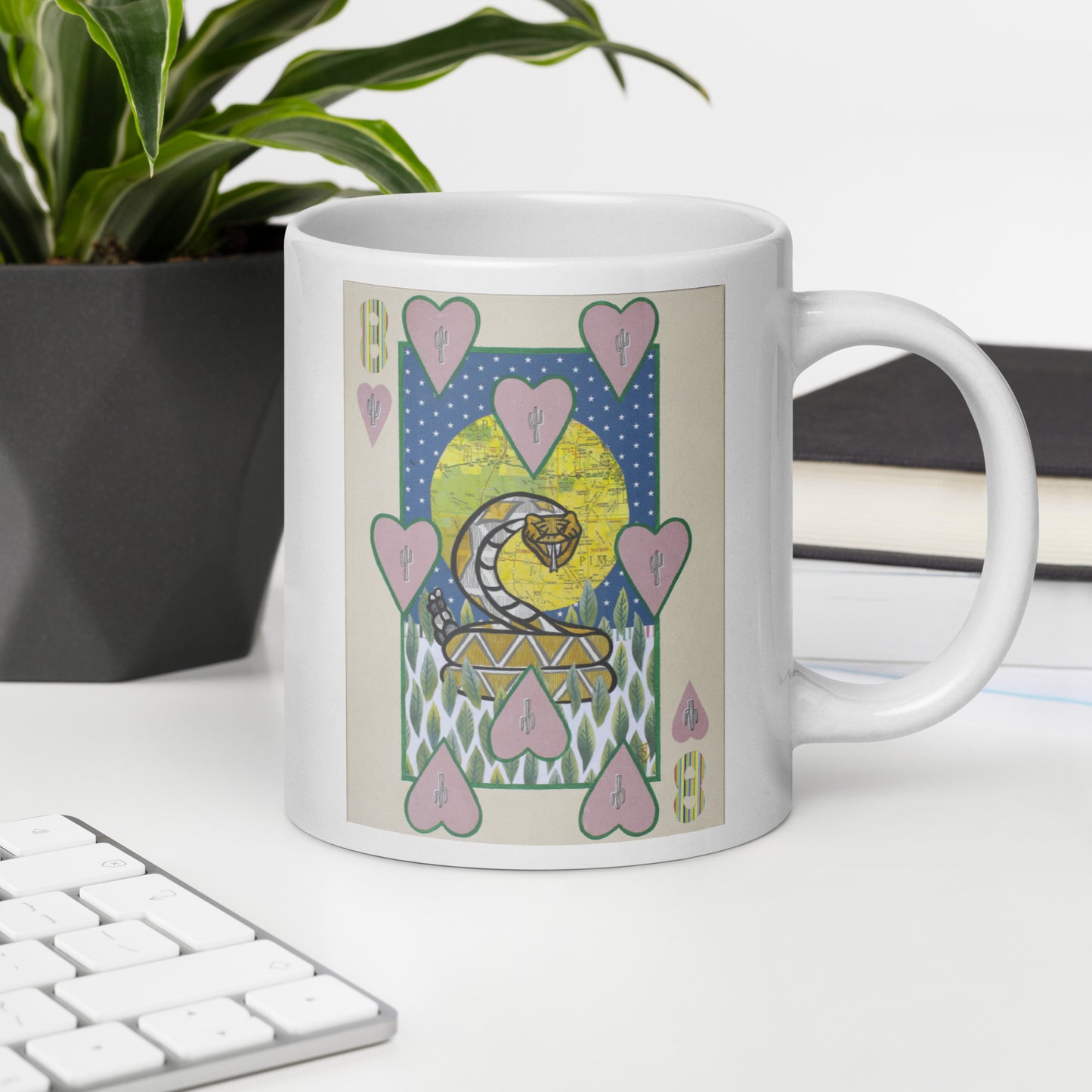 Eight of Hearts by Suzanne Villella | White glossy mug