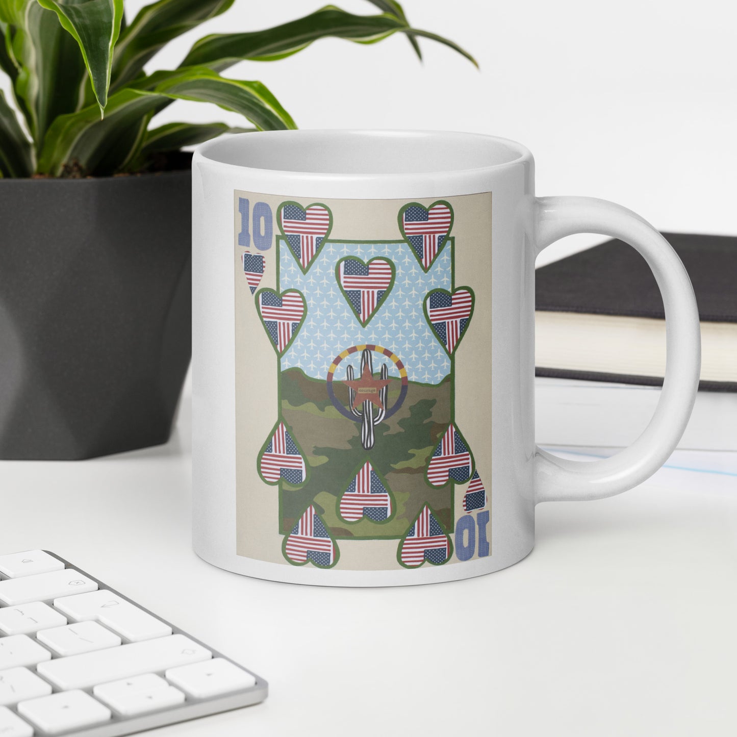 Ten of Hearts by Suzanne Villella | White glossy mug