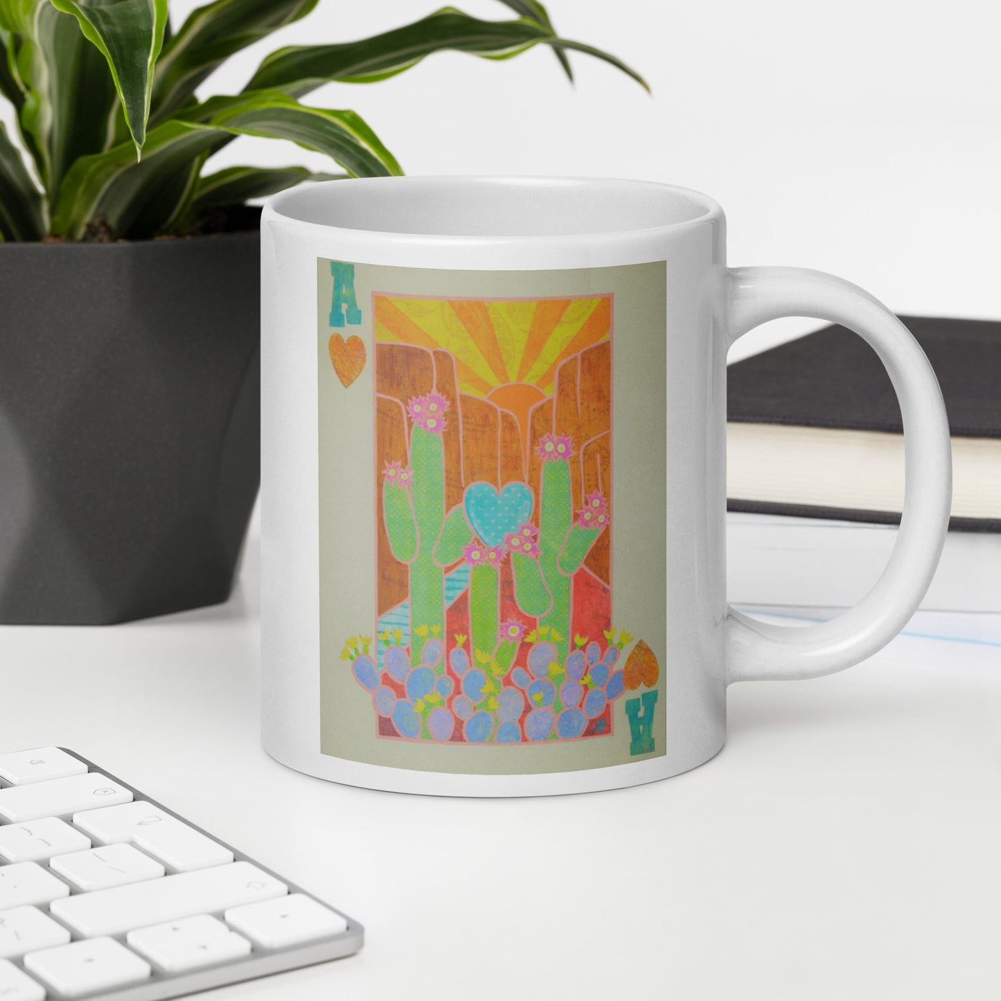 Ace of Hearts by Suzanne Villella | White glossy mug