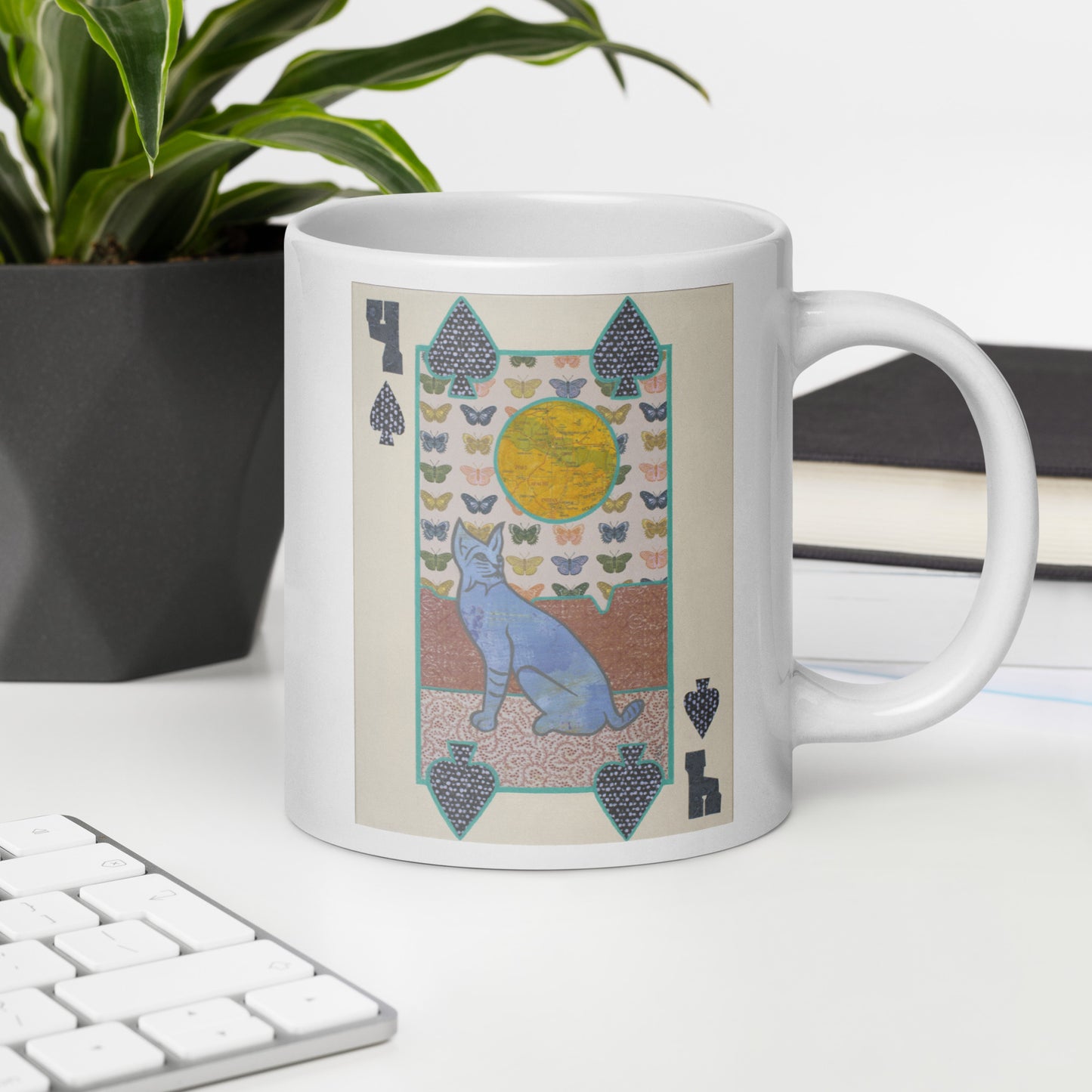 Four of Spades by Suzanne Villella | White glossy mug