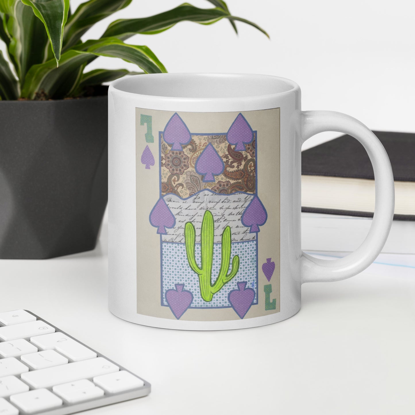 Seven of Spades by Suzanne Villella | White glossy mug