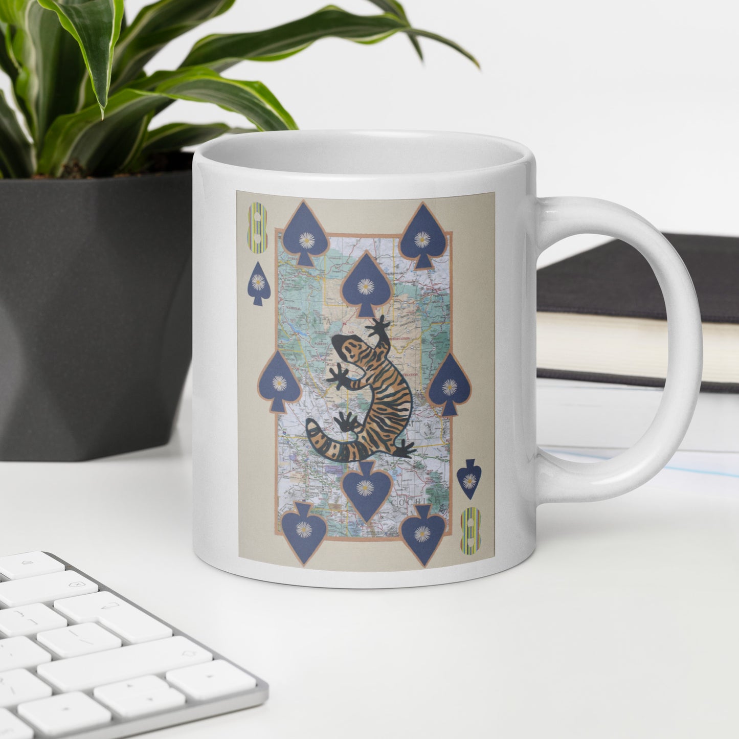 Eight of Spades by Suzanne Villella | White glossy mug