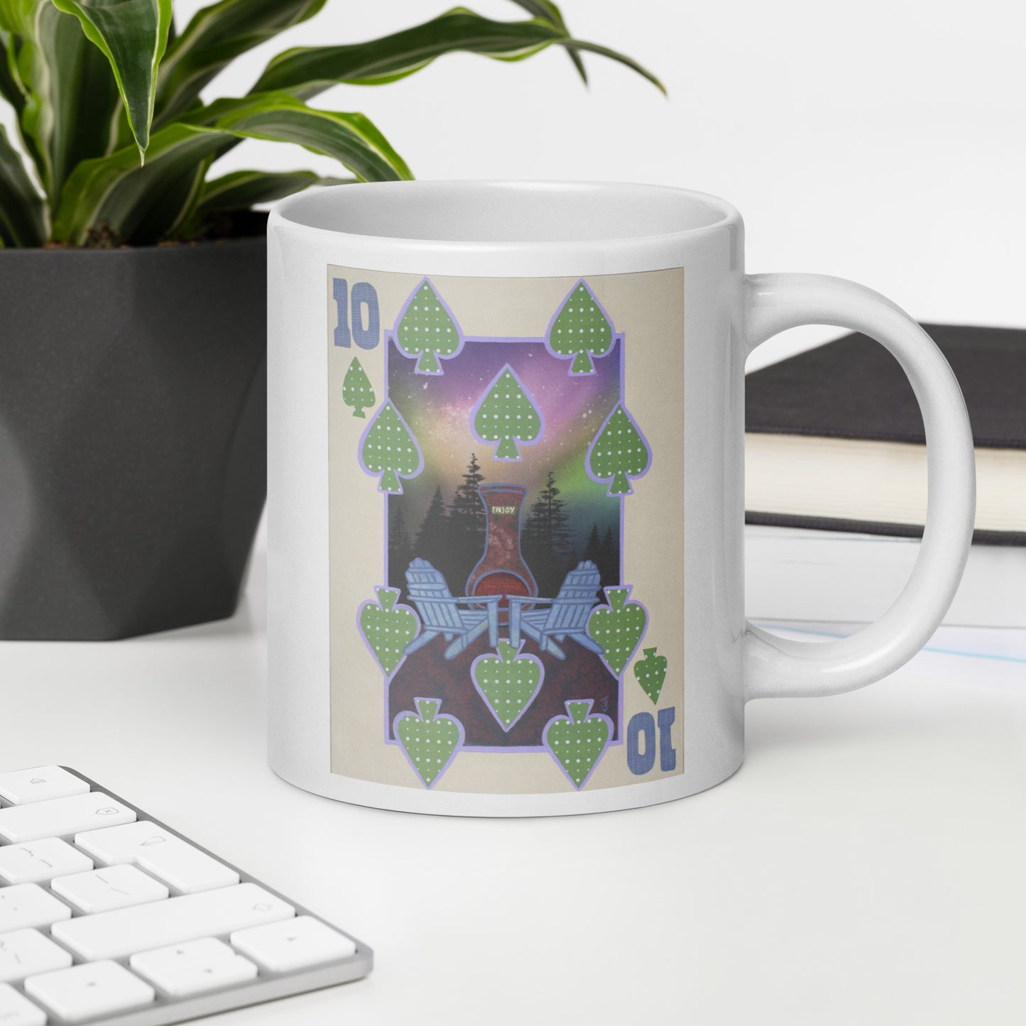 Ten of Spades by Suzanne Villella | White glossy mug