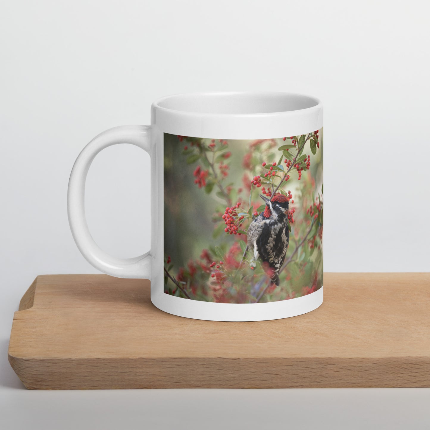 Red Naped Sapsucker by Leslie Leathers Photography | White glossy mug