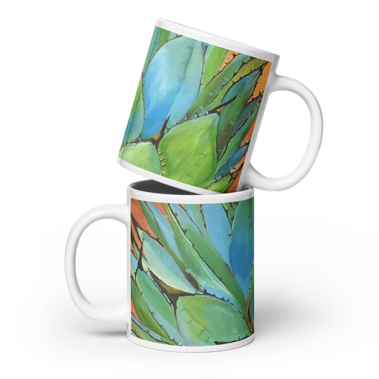 Blue Agave by Andrea Rodriguez | White glossy mug