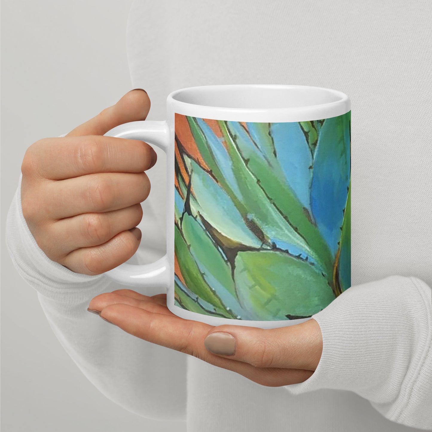 Blue Agave by Andrea Rodriguez | White glossy mug