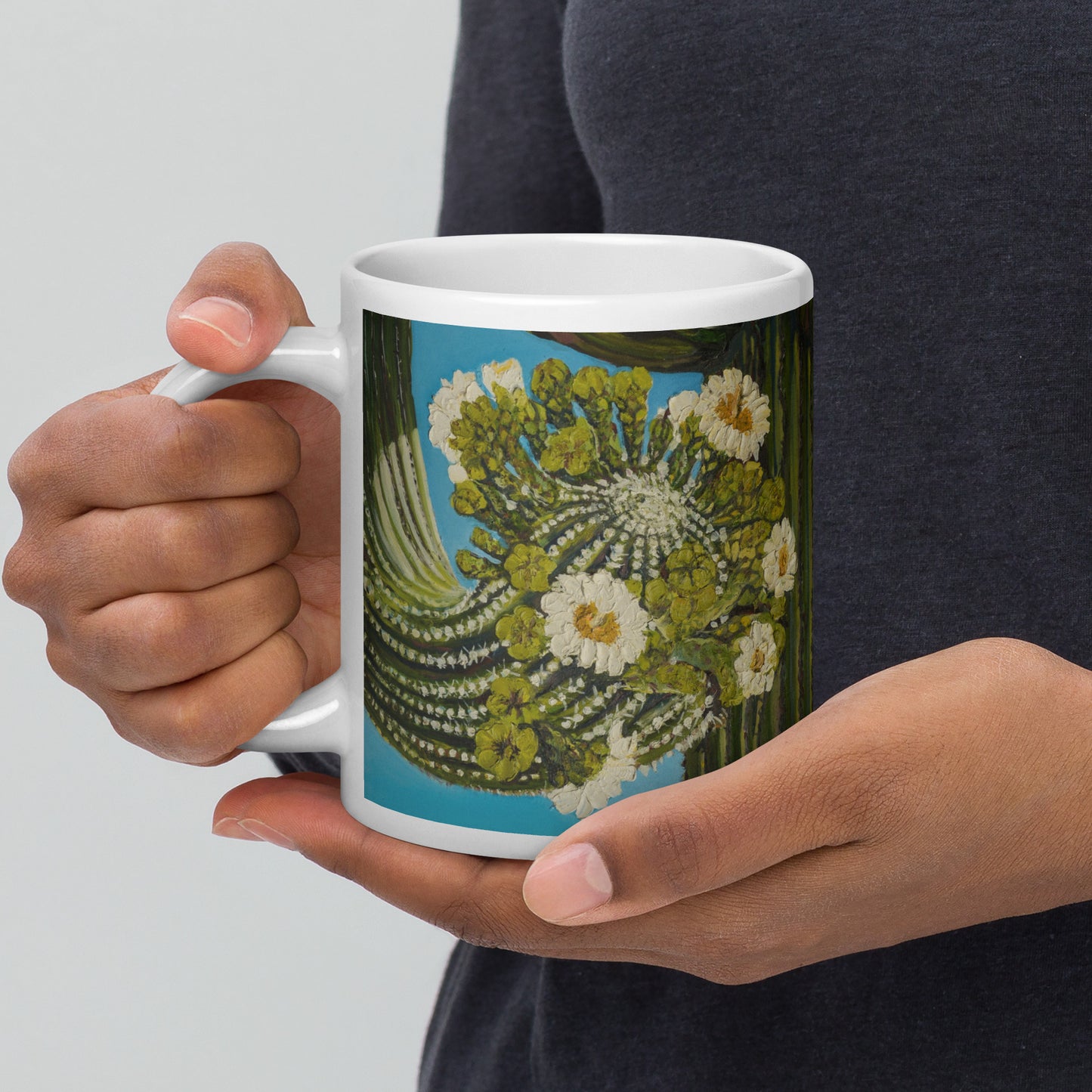 Twisted Saguaro by Andrea Rodriguez | White glossy mug