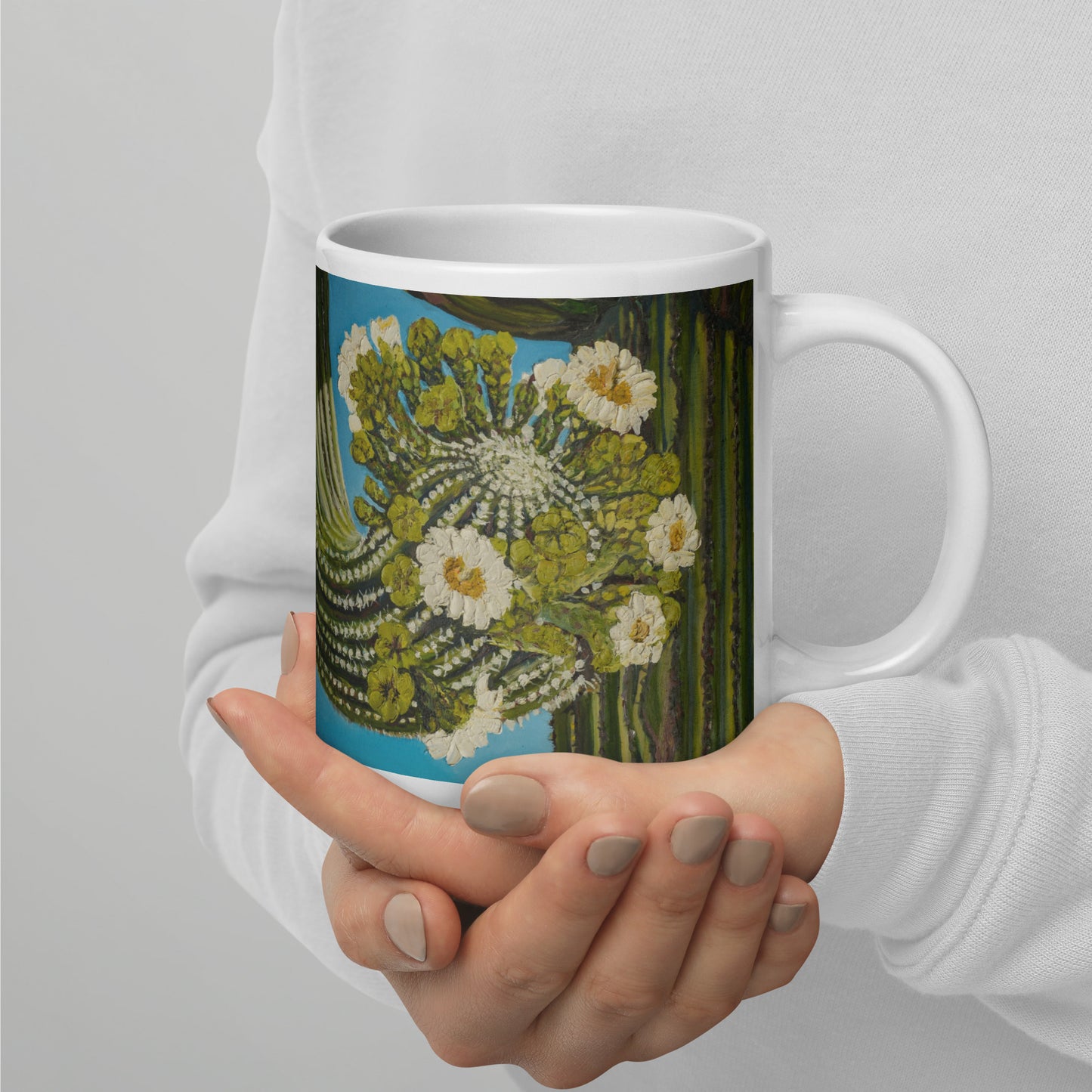 Twisted Saguaro by Andrea Rodriguez | White glossy mug