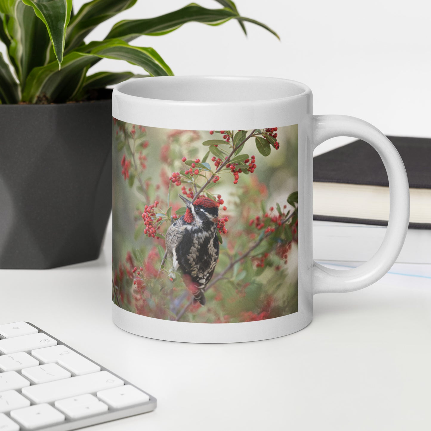 Red Naped Sapsucker by Leslie Leathers Photography | White glossy mug