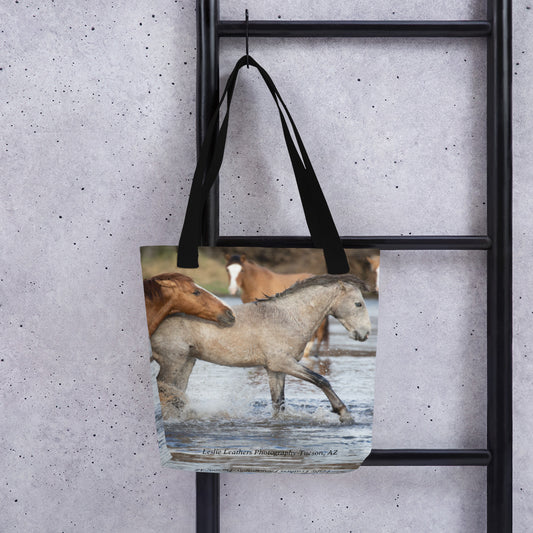 Wild Mustangs by Leslie Leathers Photography | Tote bag