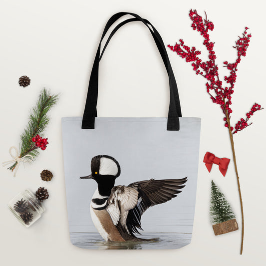 Hooded Merganser by Leslie Leathers Photography | Tote bag