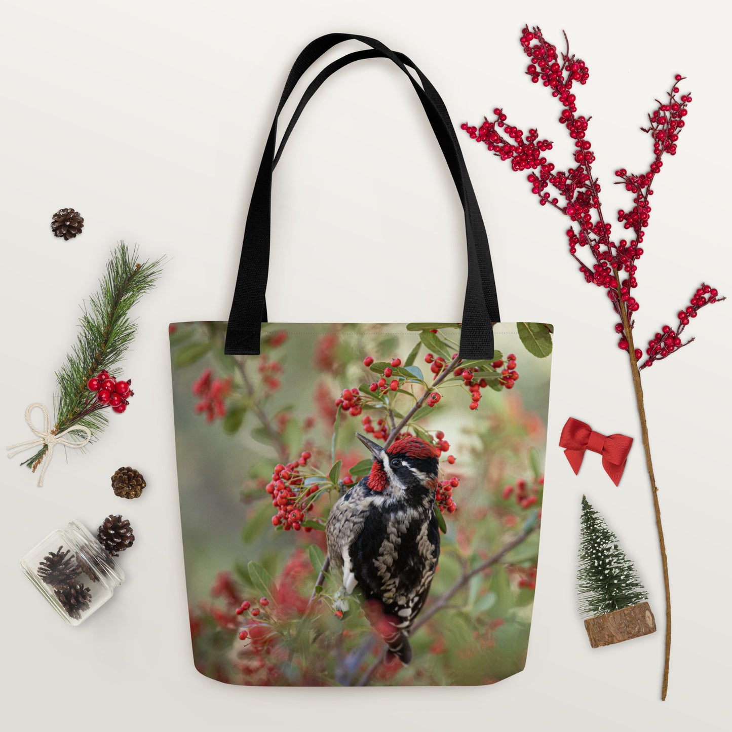 Red Naped Sapsucker by Leslie Leathers Photography | Tote bag