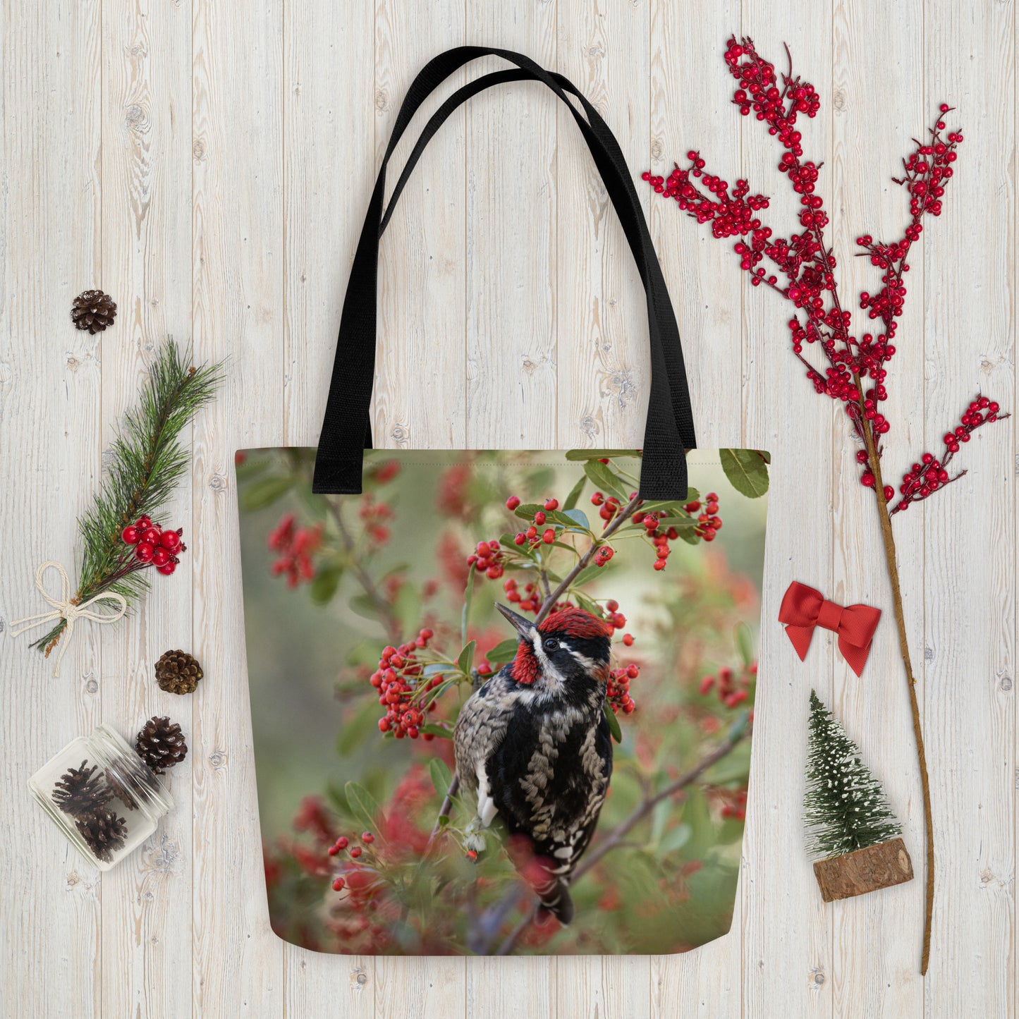 Red Naped Sapsucker by Leslie Leathers Photography | Tote bag