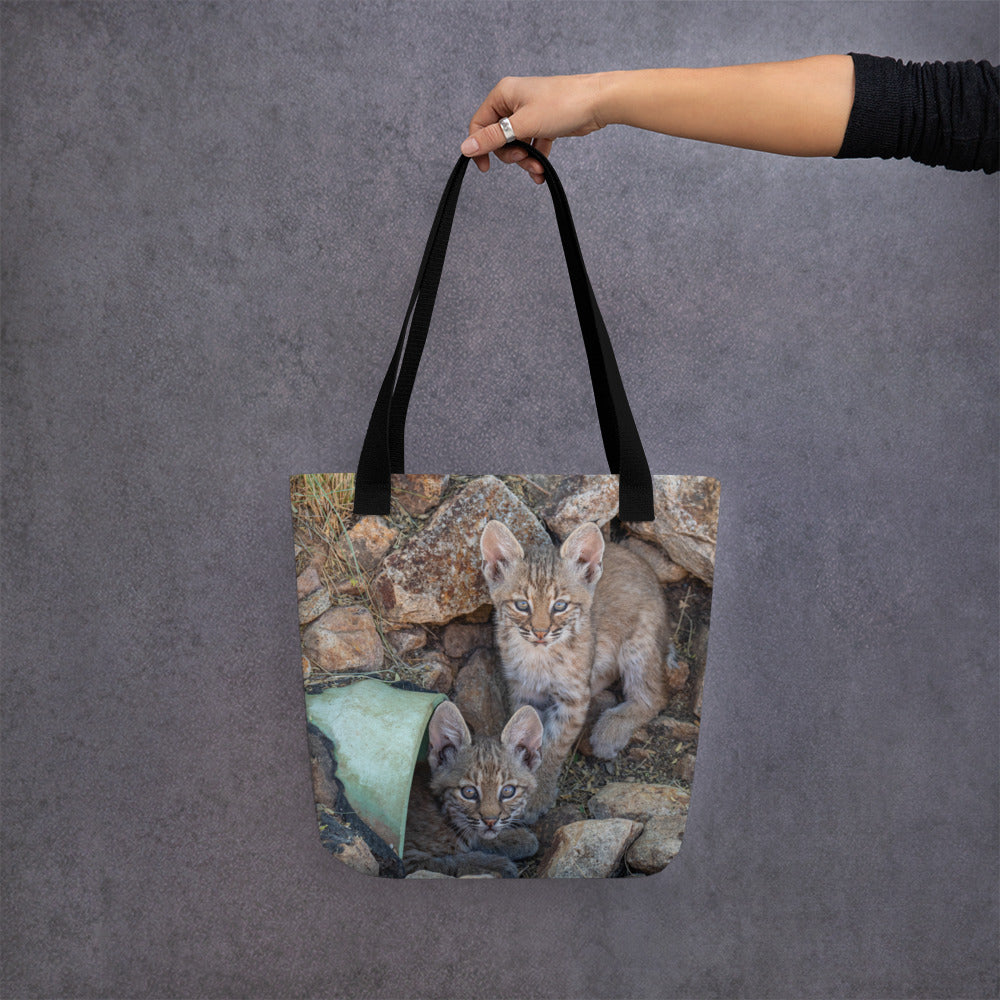 Baby Bobcats Duo by Leslie Leathers Photography | Tote bag