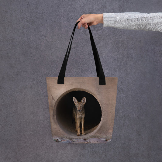 Juvenile Coyote by Leslie Leathers Photography | Tote bag