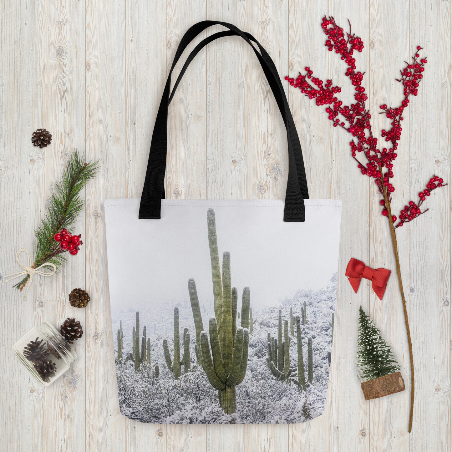 Saguaro Snowfall by Sean Parker Photography | Tote bag